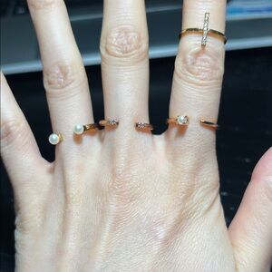 Gold and Pearl Adjustable Ring Set